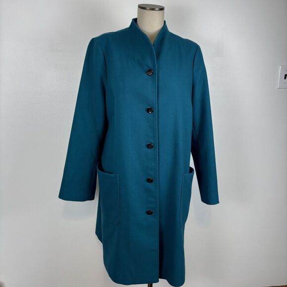 J Jill Chelsea Coat Long Peacoat Ocean Teal Blue Fits Like Large see Description - Picture 5 of 13